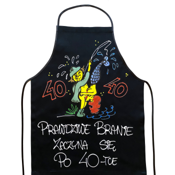 [Fb12-40] Fartuszek bawełniany PRAWDZIWE BRANIE ZACZYNA SIĘ PO 40